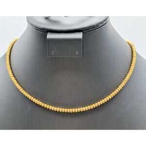 Vintage Monet Wire Strung Small Gold Tone Bead Toggle Choker 17.25" Necklace